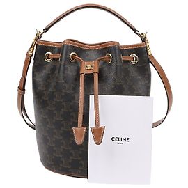Céline Bolsa Clara Feminina em Lona Triumph e Pele de Bezerro Tan