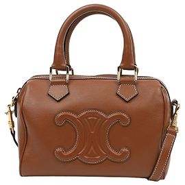 Céline Picca Boston Quille Triomphe in pelle di vitello liscia Tan