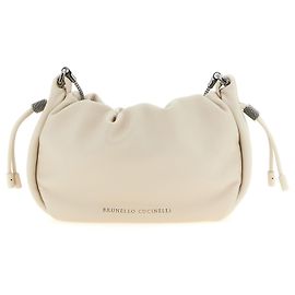 Brunello Cucinelli Sac bandoulière en cuir d'agneau blanc