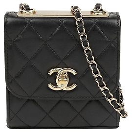 Chanel Borsa a tracolla Trendy CC Mini in pelle d'agnello Nero Oro