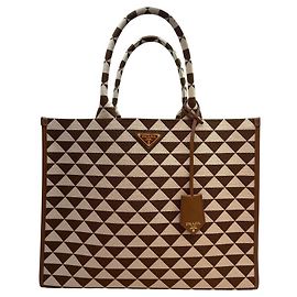 Prada Symbol Jacquard Tote Bag Tobacco