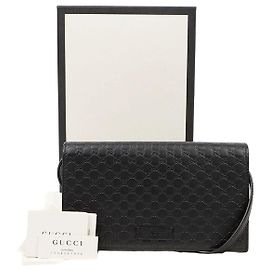 Gucci Borsa a Tracolla Mini Leather Microshima Nera
