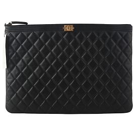 Clutch Boy Chanel Caviar Gold Large
