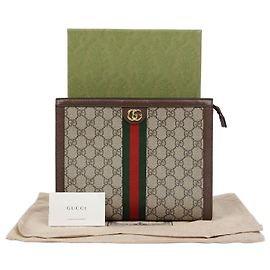 Pochette Gucci Ophidia Marrone Tela Rivestita