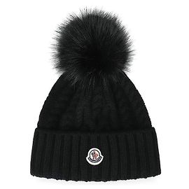 Moncler Cashmere Blend Beanie with Pom Poms (Black)