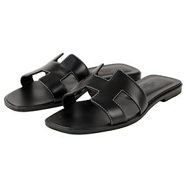 Hermès Sandali Oran in pelle di vitello Nero