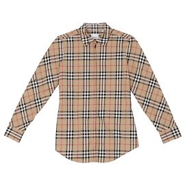 Burberry Vintage Check Stretch Cotton Shirt Archive Beige