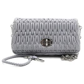 Miu Miu Borsa Tote in pelle Napa con catena crossbody argento e cristalli