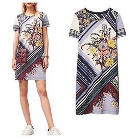 Tory Burch Vestido corto de algodón de manga corta con estampado floral
