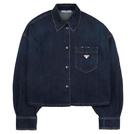 Camicia in denim di cotone blu Prada