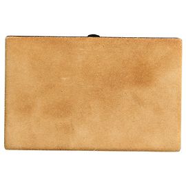 Dolce & Gabbana Clutch da sera da donna in pelle di vitello e velluto beige