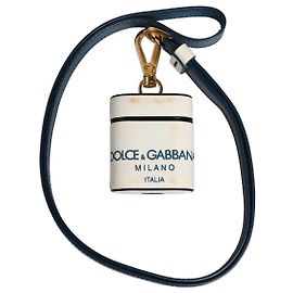Dolce & Gabbana Capa Airpods em couro de bezerro branco com logo e alça