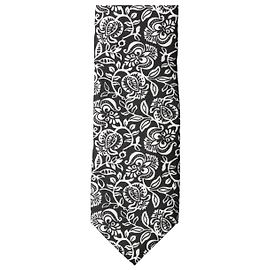 Dolce & Gabbana Cravatta regolabile in seta Black White Floral Fantasy