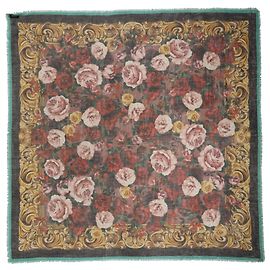 Dolce & Gabbana Pañuelo Stole Cuadrado de Cachemira con Estampado Floral Multicolor
