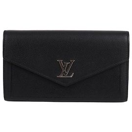 Louis Vuitton Portafoglio lungo con patta in pelle nera