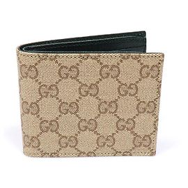 Gucci Sand Dark Brown GG Coated Canvas Essence Classic Bifold Wallet