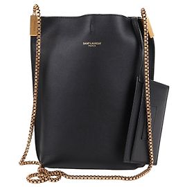 Autre Marque SAINT LAURENT Borsa Hobo Small con catena nera in pelle