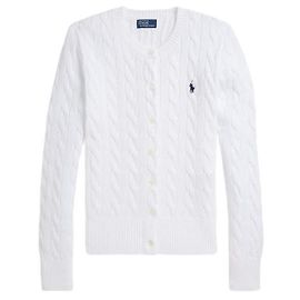 Ralph Lauren Cardigan aus Baumwolle im Zopfstrick mit Pony-Logo