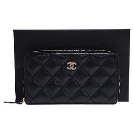 Chanel Classic Zip Caviar Long Wallet with Gold Hardware