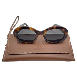 Céline Occhiali da sole ovali in acetato Triomphe Havana Brown