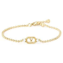 Valentino Bracciale a catena da donna con logo e dettaglio in cristallo