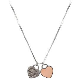 Tiffany & Co Silberkette mit doppeltem rosa Herz