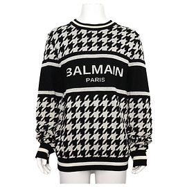 Balmain Camisola de malha com padrão pied-de-poule para homem