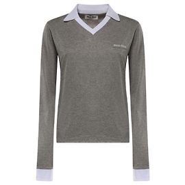 Polo em jersey Miu Miu Cinza Branco