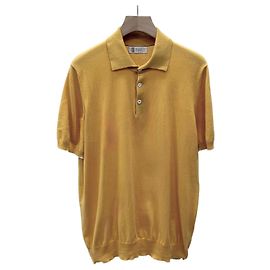 Brunello Cucinelli Polo a maniche corte in cotone Giallo