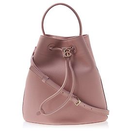 Burberry Piccola borsa a secchiello con coulisse in pelle grigia