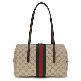 Borsa a spalla Gucci Boston Melrose Beige in tessuto GG