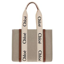 Borsa a tracolla Chloé Woody in tela beige