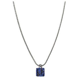 Dior Colar de Prata Plate Oblique Azul Cúbico