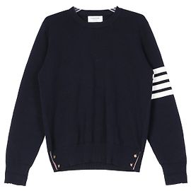 Thom Browne Pullover aus Baumwollcrepe Milano-Stich Navy