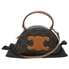 Céline Triop Canvas Half Moon Case Crossbody Bag Tan