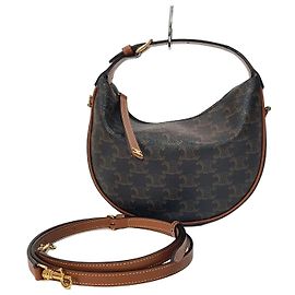 Bolsa Hobo Mini Céline em Couro Marrom