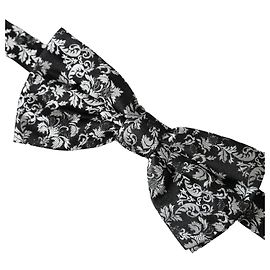 Dolce & Gabbana Papillon regolabile da uomo in seta floreale grigio scuro