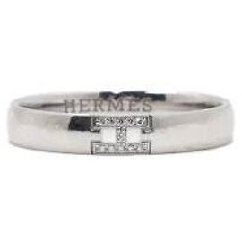 Hermès Ever Herakles Ehering aus Weißgold mit Diamanten Größe