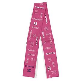 Chanel Pañuelo de seda rosa y blanco Rue Cambon