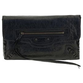 Balenciaga Black Lamb Ovis Aries Clutch-Tasche