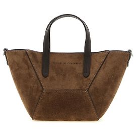 Brunello Cucinelli Sac à main en cuir de veau marron