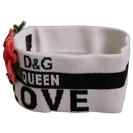 Dolce & Gabbana D&G Queen Love weißes Stirnband mit Blumenapplikationen One Size Hat