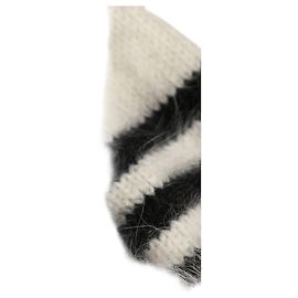 Dolce & Gabbana Black White Striped Angora Knitted Beanie One Size Hat