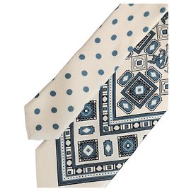 Dolce & Gabbana Cravatta regolabile geometrica blu e off white da uomo