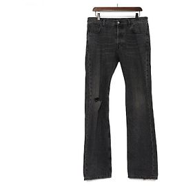 Balenciaga Pantaloni in denim nero effetto destroy in cotone da uomo
