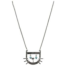 Dior Colar de prata com pingente de gato