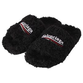 Balenciaga Pantofole in shearling con logo Wave