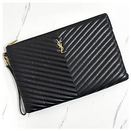 Autre Marque Clutch Monogram Matelassé Black