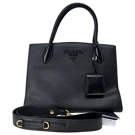 Prada Borsa Tote e Borsa a Tracolla Saffiano Monochrome Black
