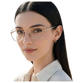 Chanel Montura de gafas redonda de metal dorado unisex